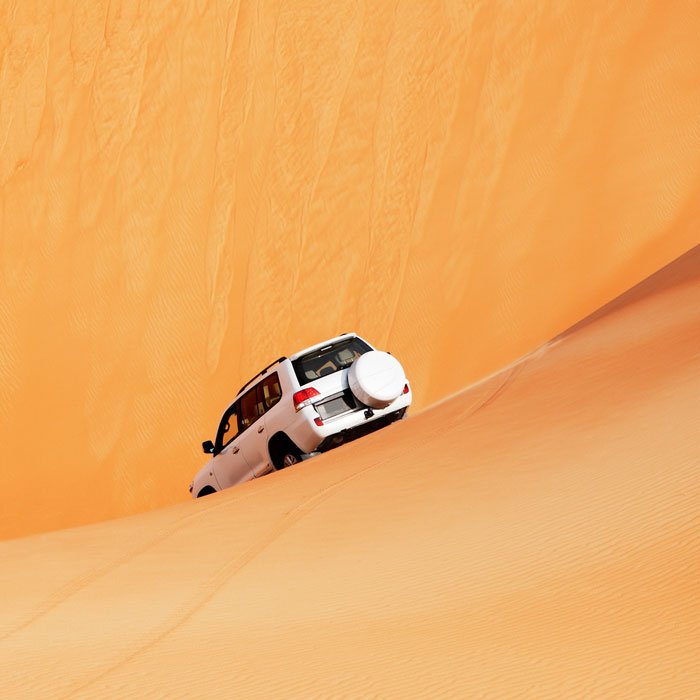 4x4 dune bashing through an Arabian Dubai5